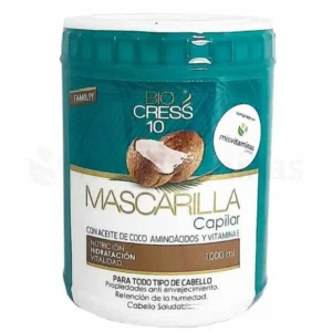 MASCARILLA CAPILAR CON ACEITE DE COCO AMINOACIDOS Y VITAMINA E BIOCRESS